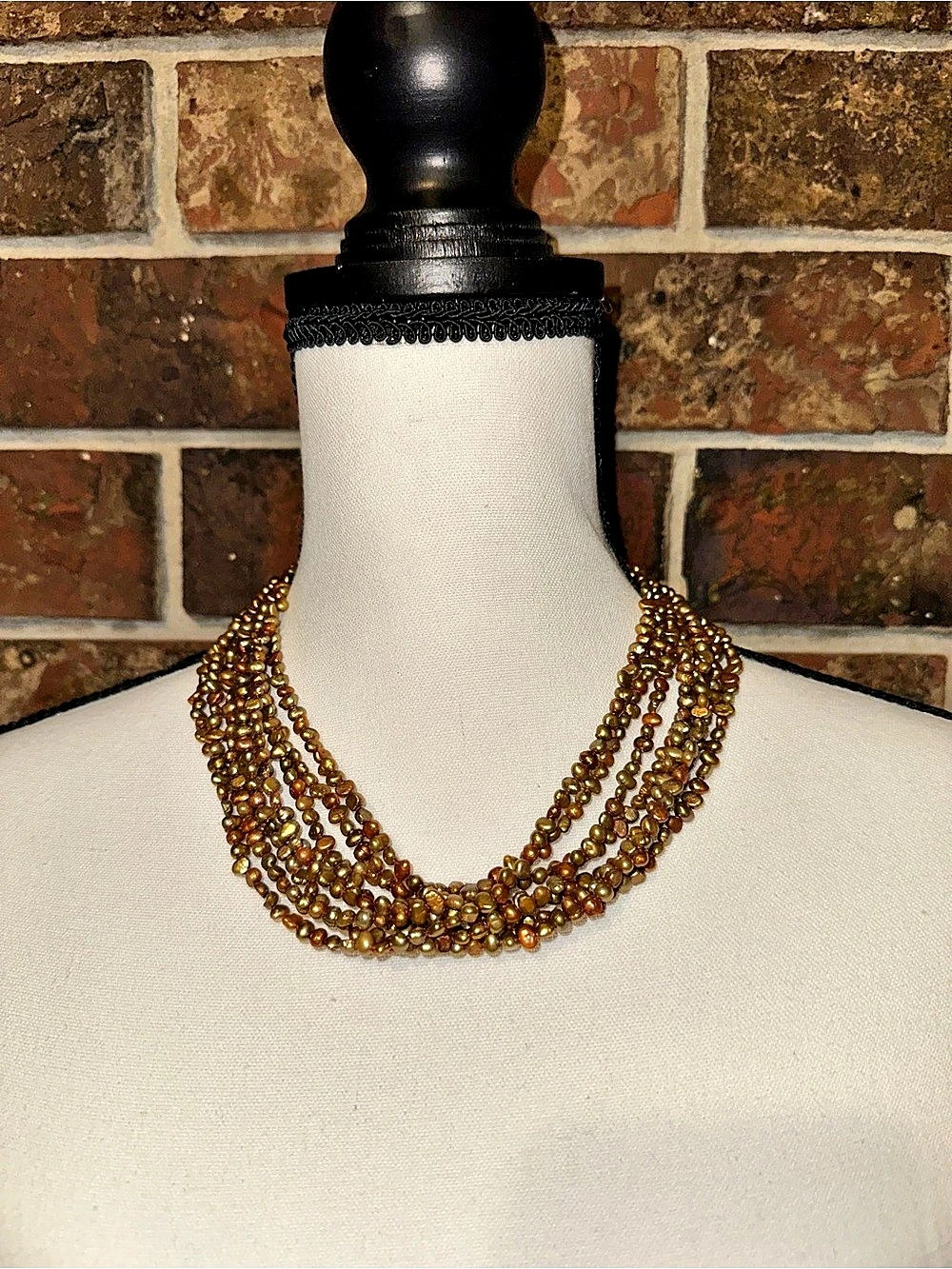 Vintage Silpada, 8 Strand Copper/Gold Freshwater Pearl Necklace, 925 Sterling